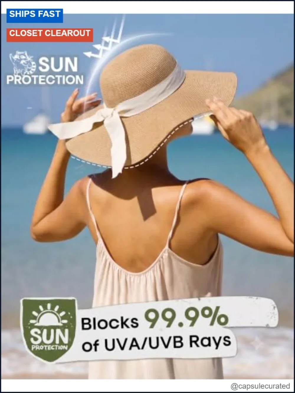 Wide Brim Floppy Sun Hat Foldable Paper Straw UV Protection Travel Beach Hat